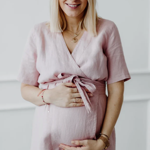 Gonna a portafoglio in lino abito premaman Easy Texture drappeggio bella gonna tuta premaman - Product Image 6