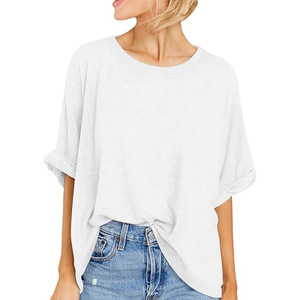 Large Size Tops European and American Round Neck Women's T-<strong>shirt</strong> Bottoming <strong>Shirt</strong> Women's High-end Pullover Short Sleeves - Product Image 2
