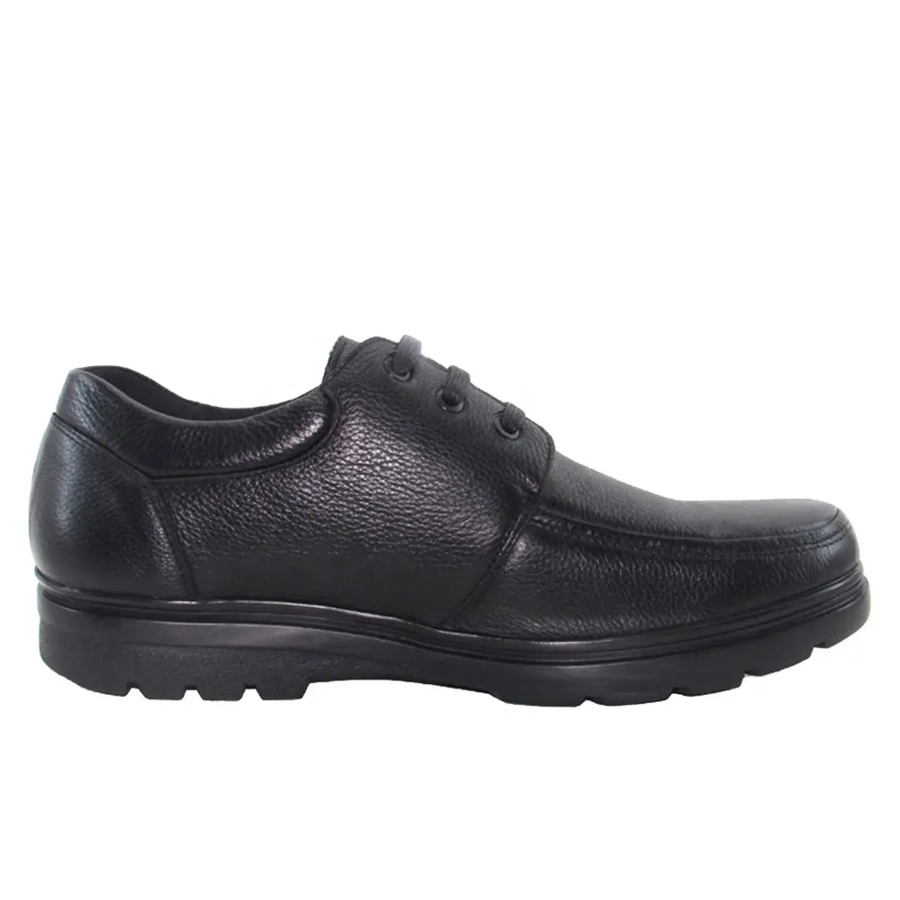 Sapatos masculinos de couro legítimo preto, sapatos para homens com cadarço e design casual