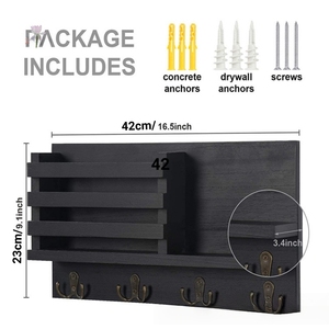 Estante <span class=keywords><strong>de</strong></span> Pared <span class=keywords><strong>de</strong></span> Madera Maciza <span class=keywords><strong>de</strong></span> Dos Niveles, Estilo Art Deco, para Baño, Entrada del Hogar, Porta Correspondencia y Llaves - Product Image 6