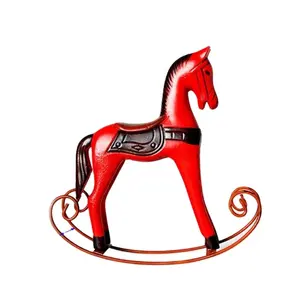 סוס נדנדה מעץ צבע רטרו סוס טרויאני בית שולחן קישוט חדר ילדים מלאכת יד מעץ