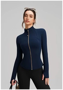 Veste de yoga respirante et ajustée pour femme <span class=keywords><strong>Lulus</strong></span> Sporty, manches longues avec trous pour <span class=keywords><strong>les</strong></span> pouces, col montant, idéale pour l'extérieur - Product Image 2