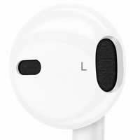 Écouteurs intra-auriculaires blancs non isolants phoniquement, non étanches, avec contrôle du volume pour les trajets, les réunions, les études et les appels