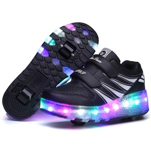 Chaussures de marche montantes à roulettes rétractables avec <span class=keywords><strong>LED</strong></span>, lumières <span class=keywords><strong>LED</strong></span> multicolores réglables, semelle souple amortissante - Product Image 1