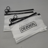 Sac en plastique biodégradable avec fermeture éclair, transparent, mat/givré, pour vêtements et t-shirts, avec impression de logo personnalisé