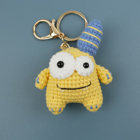 Porte-clés Monstre Mignon et Original en Tricot Fait Main avec de Grands Yeux en Peluche