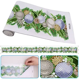 Pittura diamante nastro decorativo natalizio campana fiori fatti a mano fai da te porta in vetro adesivi in vita