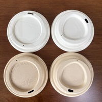 Couvre-gobelets jetables biodégradables en pulpe de canne à sucre 80 mm et 90 mm, naturels et blancs, pour gobelets à café