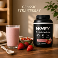 Poudre de protéines de lactosérum à marque privée, saveur fraise, complément nutritionnel sportif pour la prise de masse musculaire, OEM ODM, vente en gros