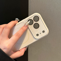 Coque de téléphone magnétique en silicone liquide tendance pour iPhone 18 Pro 17 16 15 14 13 Pro Max avec protection d'objectif en verre à grande fenêtre