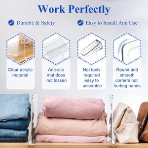 6 pak rak plastik bening akrilik pembagi lemari pengatur rak kayu lemari kamar tidur dompet baju penyimpanan - Product Image 2