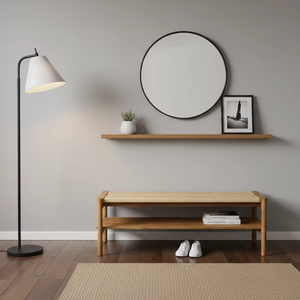 Banc rectangulaire Aoi en bois massif, design japonais moderne, durable, facile à nettoyer, pour salon, chambre à coucher, utilisation en extérieur - Product Image 2