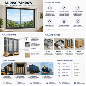 finestra scorrevole in alluminio a taglio termico con doppi vetri ad alta efficienza energetica finestra in vetro insonorizzata - Product Image 4