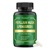 Complément Alimentaire Végétalien 6-en-1 à Base de Psyllium et de Fibres de Fenugrec en Capsules avec Vinaigre de Cidre de Pomme pour la Régularité Digestive (Marque Blanche)