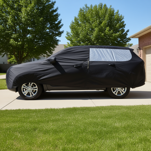 Funda para Auto Impermeable con Protección UV, Color Negro Jet, 210T Poliéster, para SUVs Medianos, con Abertura con Cremallera en el Lado del Conductor - Product Image 2