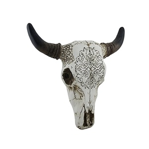 เรซินที่มีสีสันทางตะวันตกเฉียงใต้ Aztec กะโหลกวัวตกแต่งผนังทาสีศิลปะกะโหลกศีรษะ - Product Image 5