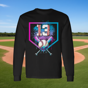 T-shirt à manches longues pour jeunes Baseball Drip 13th Birthday Home Plate - Product Image 3