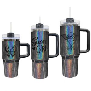 Tazas de Café y Botellas de Agua H2.0 con Recubrimiento Negro Holográfico Brillante para Niños y Adultos, de 14oz, 30oz y 40oz - Product Image 2