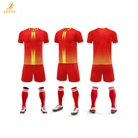 Jersey Sepak Bola Pendek Polos Siap Kirim dengan Logo Cetak, 100% Poliester, Cepat Kering, Seragam Latihan, Grosir & Eceran