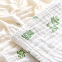 Couverture d'emmaillotage pour bébé en gaze de coton froissée double couche, imprimé cerf et lapin, douce, serviette de bain pour nouveau-né, couverture de poussette et de berceau