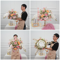 DKB Vente Flash Boule de fleurs artificielles en soie blanche classique de haute qualité, grande taille 50-80cm, centre de table de mariage