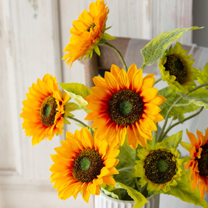 Fleur artificielle en soie de 5 pouces, tournesol à tête unique, style papillon du lac de l'Ouest, pour mariage et décoration intérieure - Product Image 4