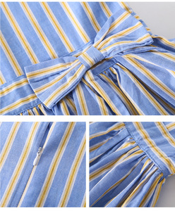 Shopping en ligne : Meilleurs produits pour l'importation – Ensemble robe longue en coton sans manches pour fille, motif grand nœud et rayures colorées - Product Image 5