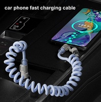 Kabel Data 240W dengan Lampu Aromaterapi untuk iPhone Huawei Empat dalam Satu Kabel Pengisian Cepat Tipe-C Mobil Tipe Pegas