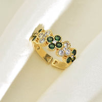 Bague en laiton de style Dubaï, plaquée or 24 carats, forme de fleur, zircone, bague ajustable pour femmes