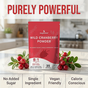 Poudre de canneberge sauvage AegleWell 5oz (141g), lyophilisée, rapport 8:1, <span class=keywords><strong>sans</strong></span> sucre ajouté, poudre de canneberge végétalienne pour smoothies et pâtisseries - Product Image 3