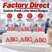 Épinglette personnalisée avec lettres grecques, fabrication directe usine, OEM ODM, faible MOQ, commande en gros, fabricant B2B, badge métallique avec lettres grecques