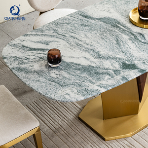 Mesa de Comedor de Mármol Italiano Clásica de Lujo de Alta Calidad para 8 Personas con Base de Acero Inoxidable, Compre Muebles en Línea en China - Product Image 5