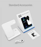 Chargeur sans fil 3 en 1 certifié Ce Rohs Fcc, support de charge multifonction 15W pour téléphone avec lumière nocturne