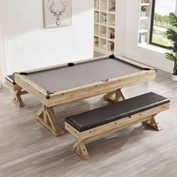 Vente d'usine 7ft 3 en 1 table de billard à manger en MDF multi-jeux avec long banc