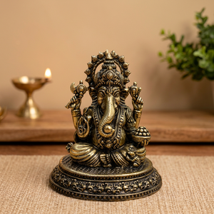 Antique Finish Brass Lord Krishna <b>Statue</b> Handcrafted <b>Religious</b> Figure Outdoor Tabletop Temple Puja Feng Shui Gifts - Product Image 3
