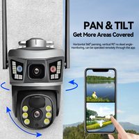 Caméra de surveillance solaire QL34 V380 Pro 6MP avec double objectif, suivi de mouvement PTZ à 360 degrés pour la sécurité extérieure