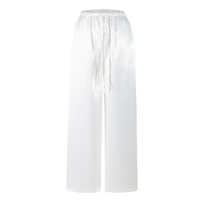 Nuovi <span class=keywords><strong>Pantaloni</strong></span> Primaverili Stile Europeo e Americano Vintage, <span class=keywords><strong>Pantaloni</strong></span> <span class=keywords><strong>Lunghi</strong></span> a Gamba Larga con Vita Elastica in Raso per <span class=keywords><strong>Donna</strong></span> - Product Image 3