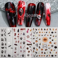 Autocollants 3D pour ongles Halloween, design créatif pour festival, fantôme lumineux sombre, design crâne DIY, plastique, longue durée, imperméable
