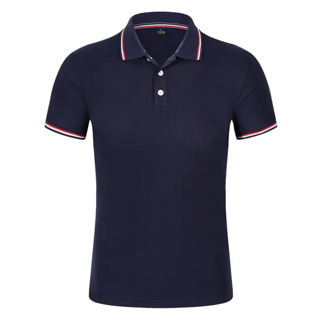 Camiseta de algodón azul marino personalizada para hombre Golf Fit Polos Camisa con logotipo bordado