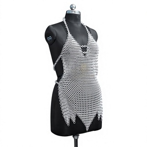 Vêtement en acier inoxydable plaqué argent, style armure de chaîne, forme irrégulière, design soudé, tendance - Product Image 3