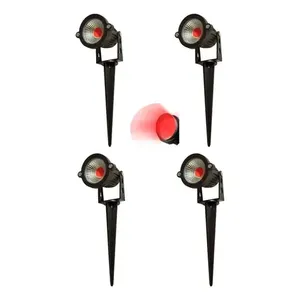 Confezione da 4 lampade da paletto 12W IP65 nero esterno con luce solare a LED colore bianco caldo - Product Image 3