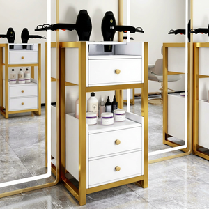 Modern Wood Salon Trolley Drawers <b>Shelves</b> for Hair Tools Storage Eco-Friendly Barber Shop Bathroom Commercial Furniture <b>White</b> - Product Image 4