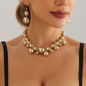 Collane Choker con Perline Dorate Geometriche Stile Hip-Hop per Donna, Gioielli da Festa - Product Image 1