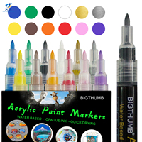 12 couleur acrylique stylo Marqueur de Peinture À Base D'huile Stylo de Bois, Plastique, Toile, Verre, tasses, BRICOLAGE Artisanat