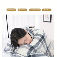 Couverture chaude en flanelle portable en peluche châle à carreaux sur le canapé hiver bureau voyage Camping épaissi paresseux décontracté sieste couverture couverture