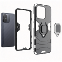 Coque de protection pour Xiaomi Redmi Note 9 Pro Poco F3 GT 5G K50 9 10 Prime, avec anneau de support, coins renforcés, anti-chute, magnétique
