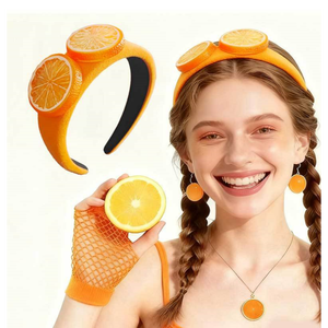Diadema HLC Personality Lemon Slice High Puff para Fiestas, Accesorio para el Cabello de Verano para Chicas, Estilo Vacacional - Product Image 1