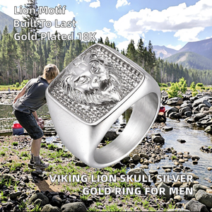 Bagues de mariage personnalisées en or plaqué 18 carats, style punk viking Illuminati, avec crâne et lion incrusté de diamants, pour hommes - Vente en gros - Product Image 2