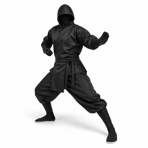 Costume d'<span class=keywords><strong>assassin</strong></span> <span class=keywords><strong>ninja</strong></span> pour adulte, Halloween, TV et cinéma, ensemble classique noir 6 pièces, 100% polyester, mouvements flexibles, SXXL - Product Image 2
