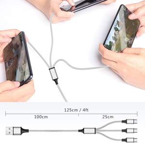 Cable de carga múltiple PD USB C Cable de cargador rápido Cable trenzado de nailon Conectores 3 en 1 C a tipo C Compatible con computadora portátil/teléfono - Product Image 2